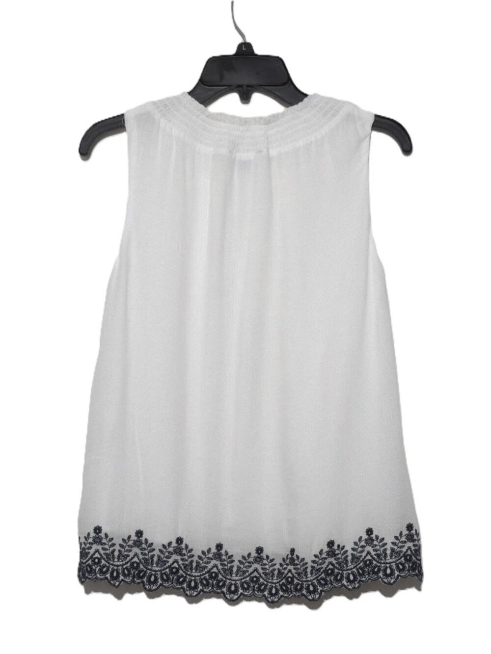 Draper James RSVP Kohl's Swiss Dot Blouse S EUC White Navy Embroidered Top